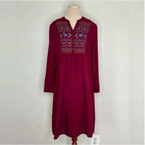 Coldwater Creek Women's Embroidered Midi Long Sleeve Dress Size Petite Small